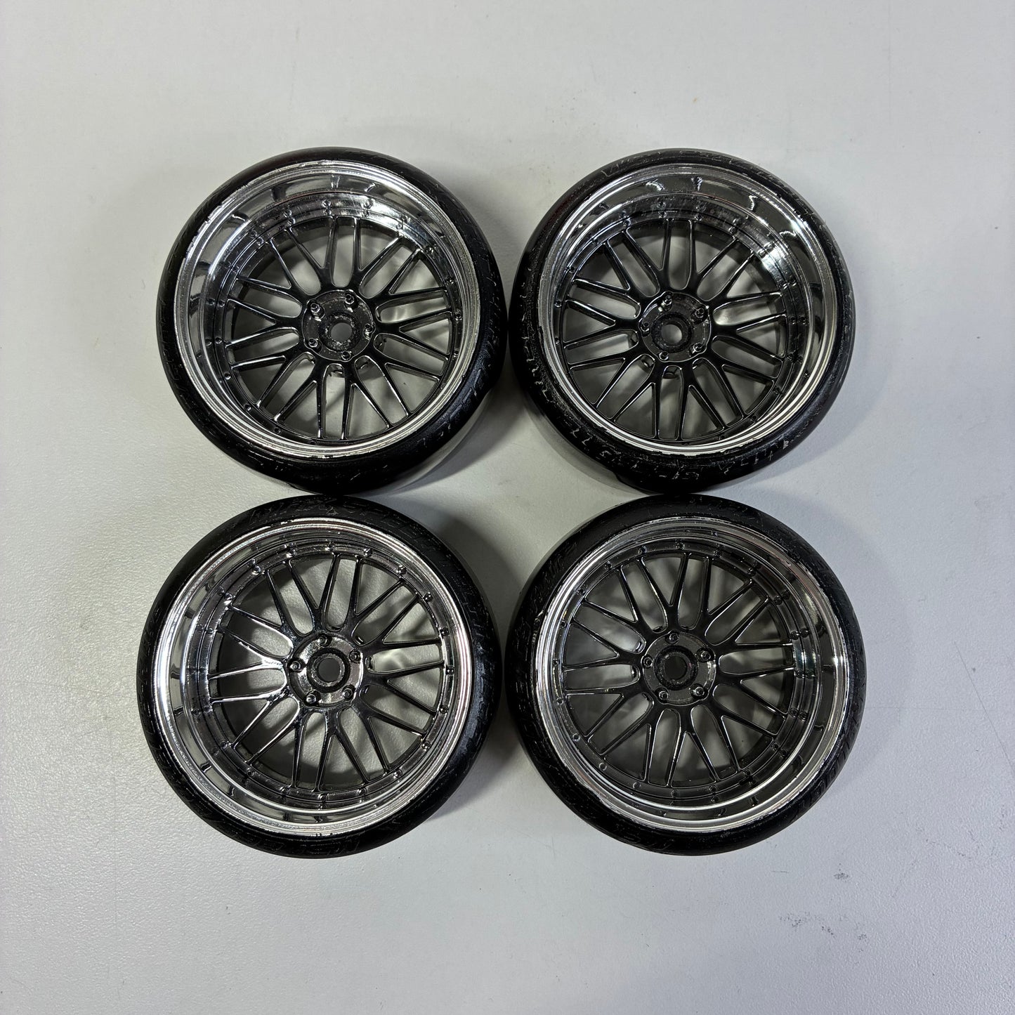 MST Adjustable Offset Wheels Black Chrome & Silver Dot Tyres