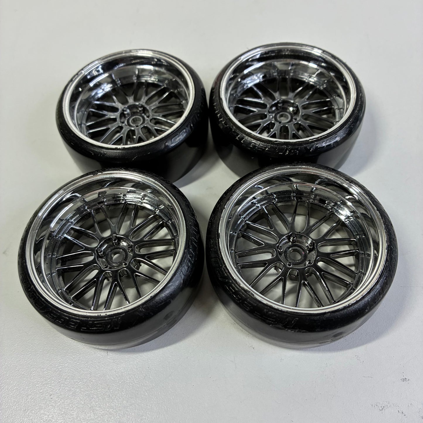 MST Adjustable Offset Wheels Black Chrome & Silver Dot Tyres