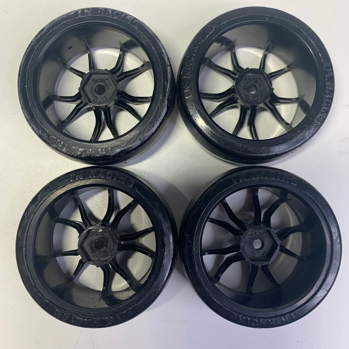 MST Black Offset 8/11mm Wheels & Tyres