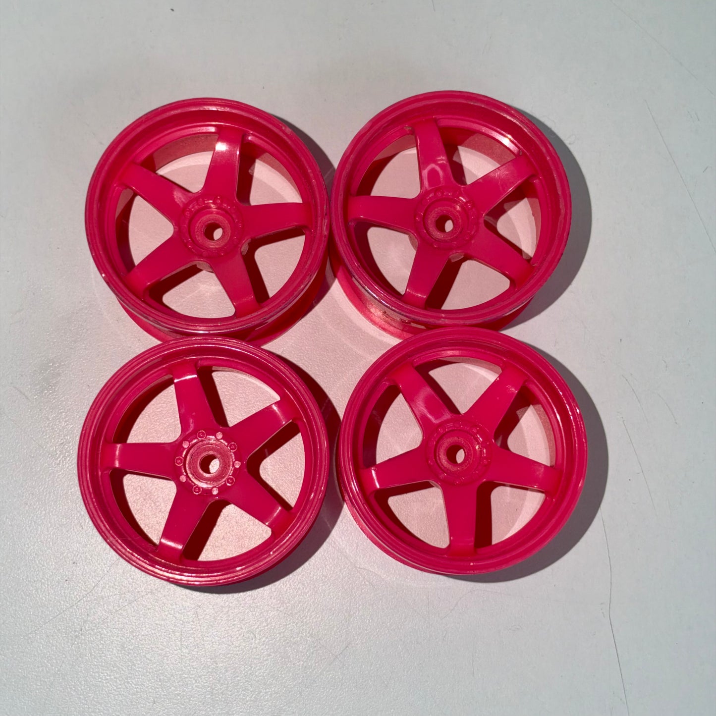 Topline Pink 5 Spoke Wheels 27mm Wide 7mm Offset