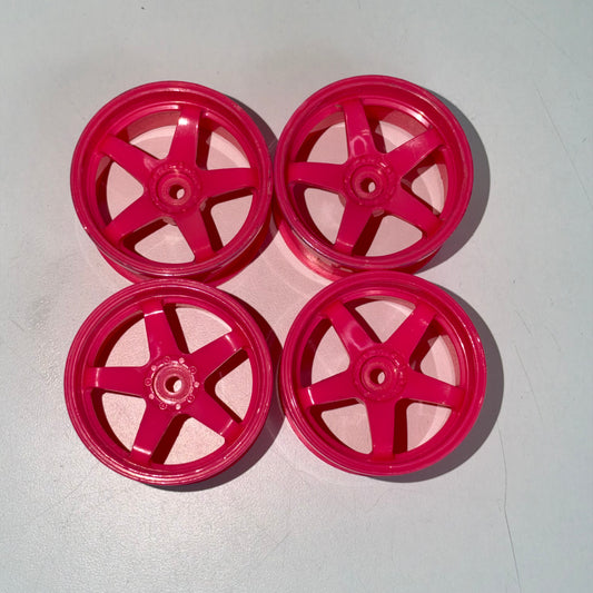 Topline Pink 5 Spoke Wheels 27mm Wide 7mm Offset