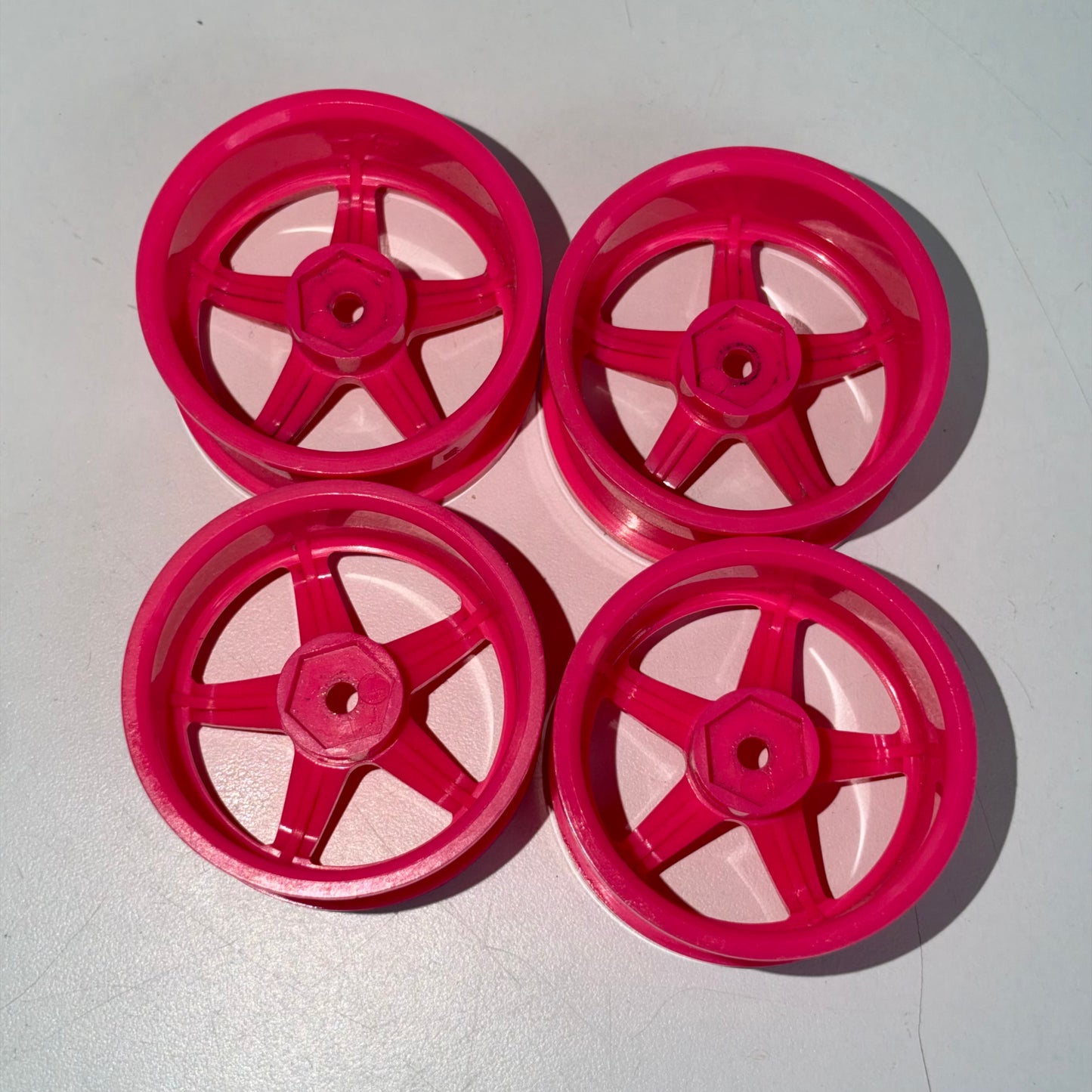 Topline Pink 5 Spoke Wheels 27mm Wide 7mm Offset