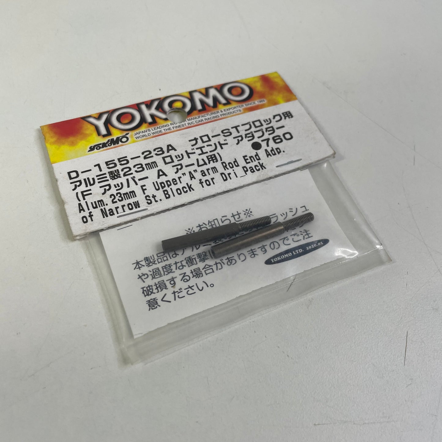 Yokomo D-155-23A Alum 23mm F Upper "A" arm Rod End Adp. of Narrow St.Block for Dri Pack