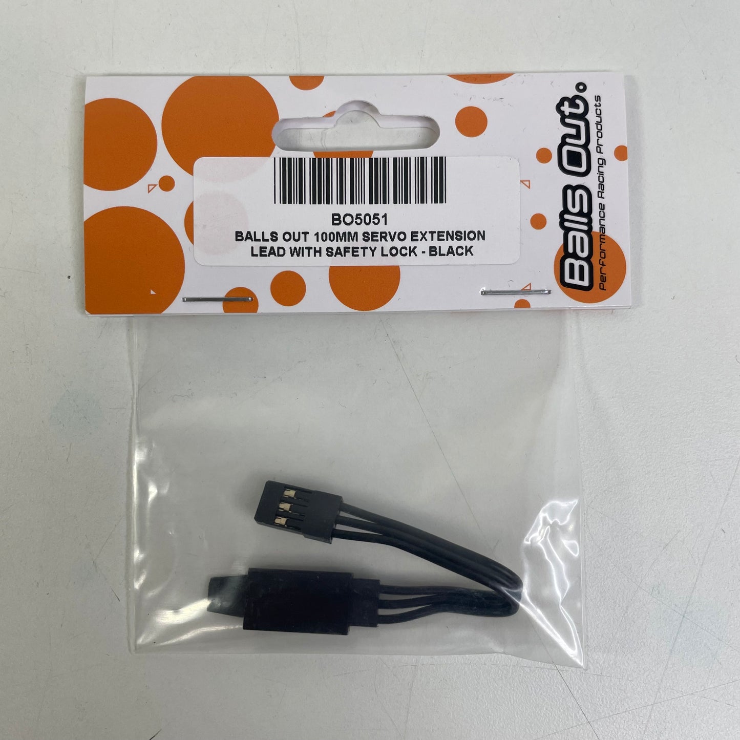 Balls Out [BO5051] 100mm Servo Extension Lead with Safety Lock - Black
