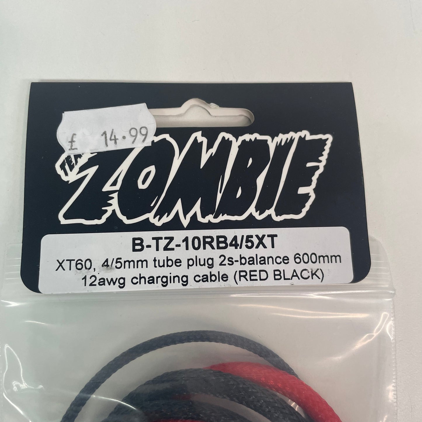 Zombie XT60 4/5mm Battery Charge Cable Red Black 12AWG 600mm
