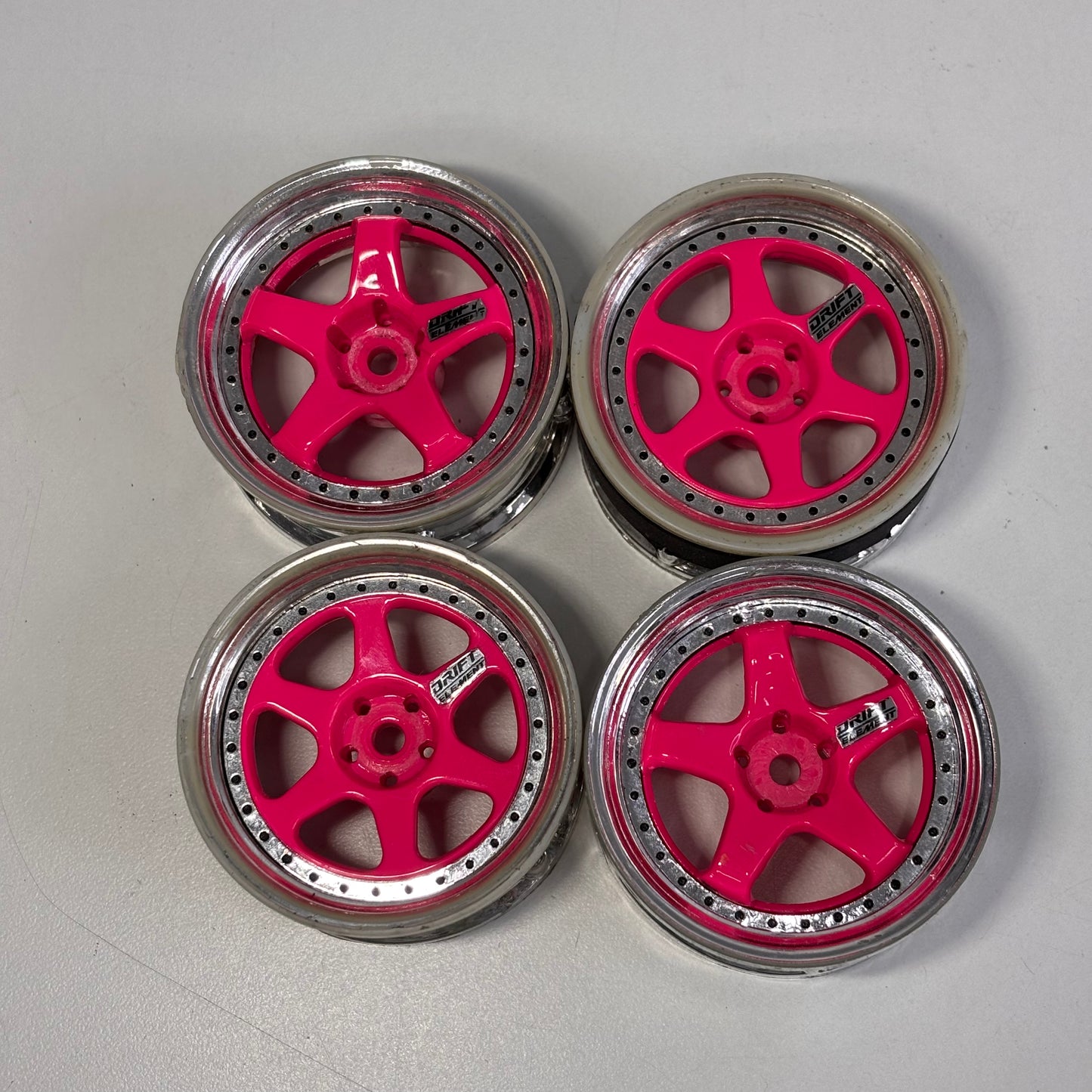 DS Racing Elements Pink/Chrome Wheels x4 Adjustable