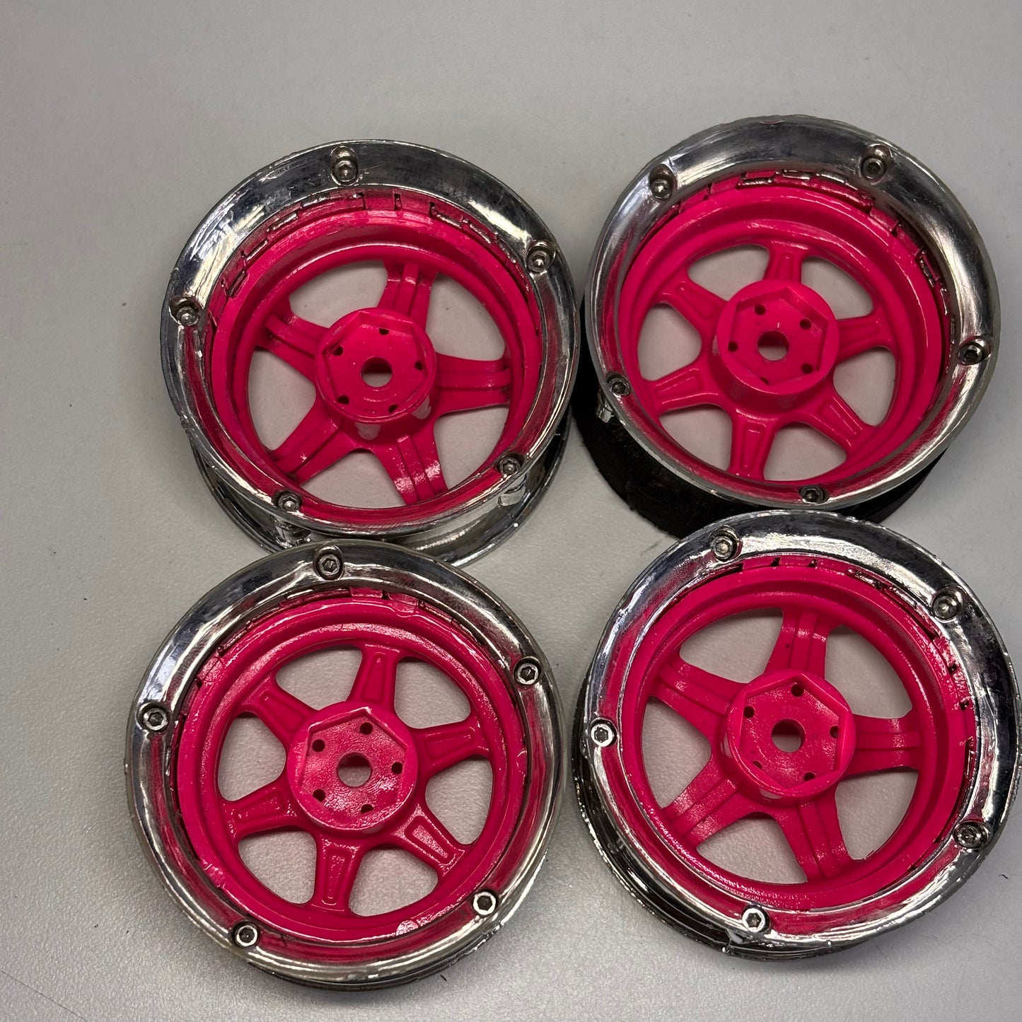 DS Racing Elements Pink/Chrome Wheels x4 Adjustable