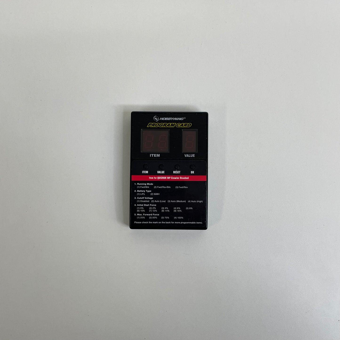 Hobbywing Program Card 10BL120 ETC ESC