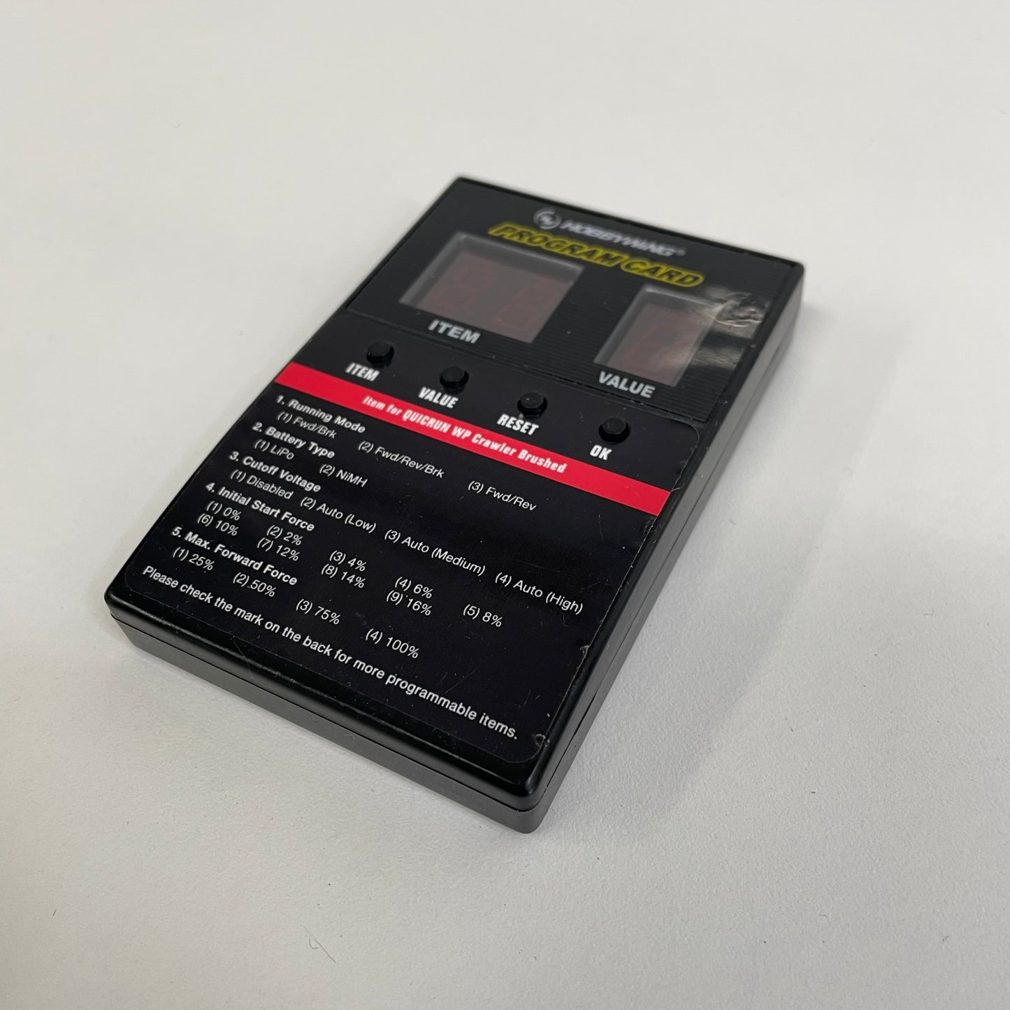 Hobbywing Program Card 10BL120 ETC ESC