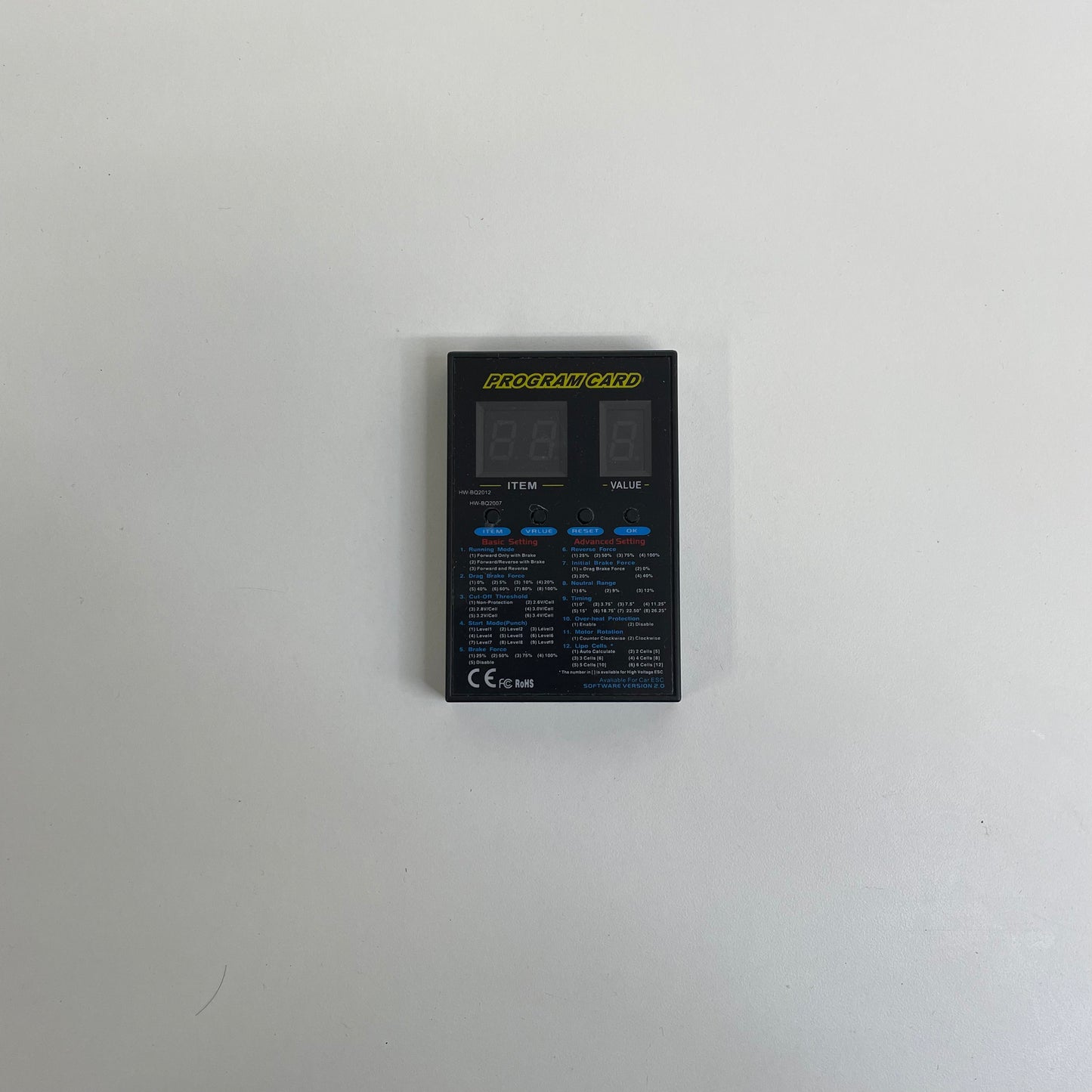 Hobbywing Program Card 10BL120 ETC ESC