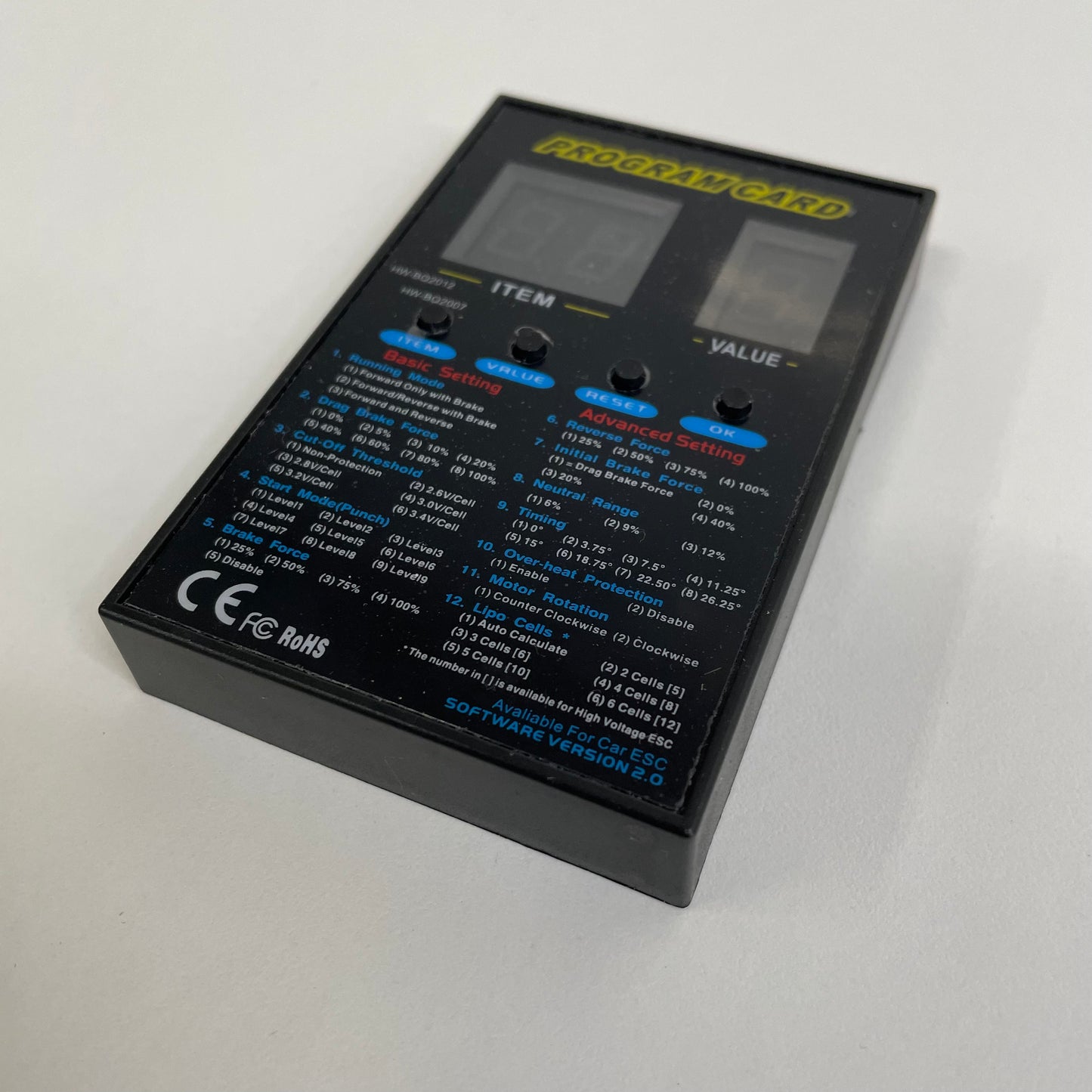 Hobbywing Program Card 10BL120 ETC ESC