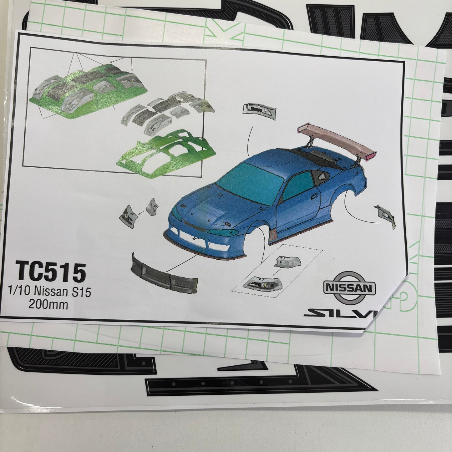 L&L Models TC515 200mm Nissan S15 Bodyshell Clear