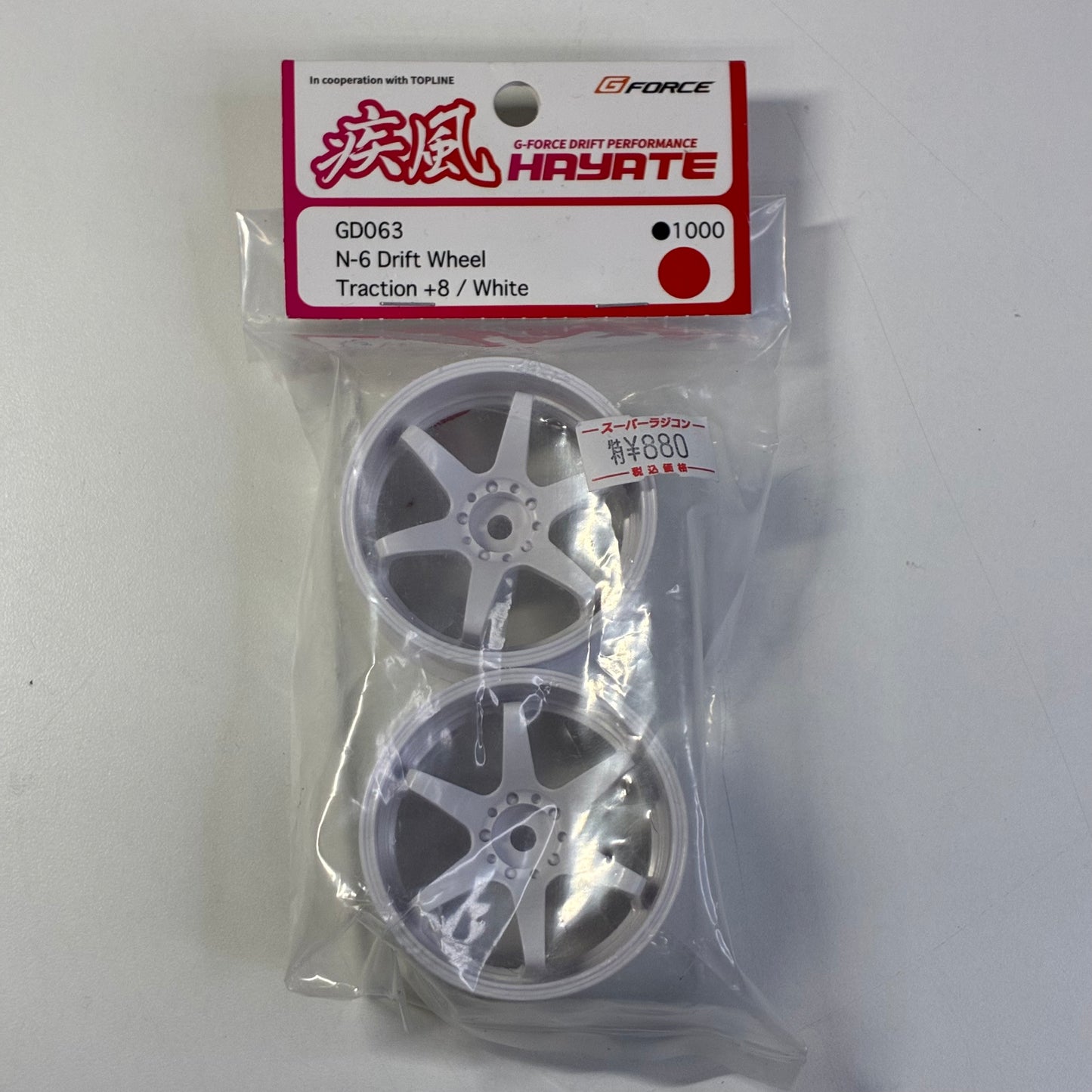 Hayate GD063 N-6 Drift Wheel Traction +8 White 6 Spoke