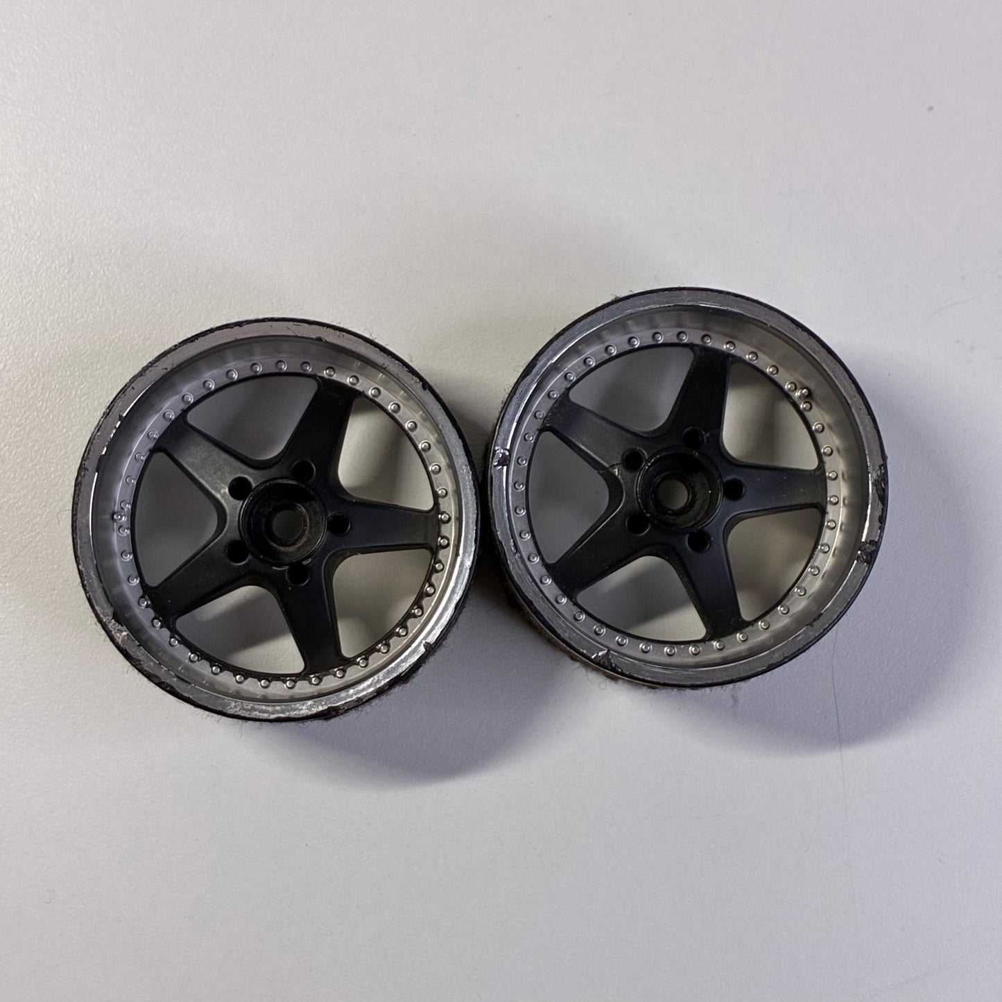 Mikuni 8mm Wheels Silver & Black Pair Work Equip