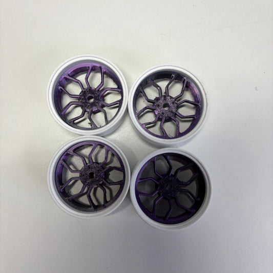 3D Printed Wheels 5/7MM Offset Purple White