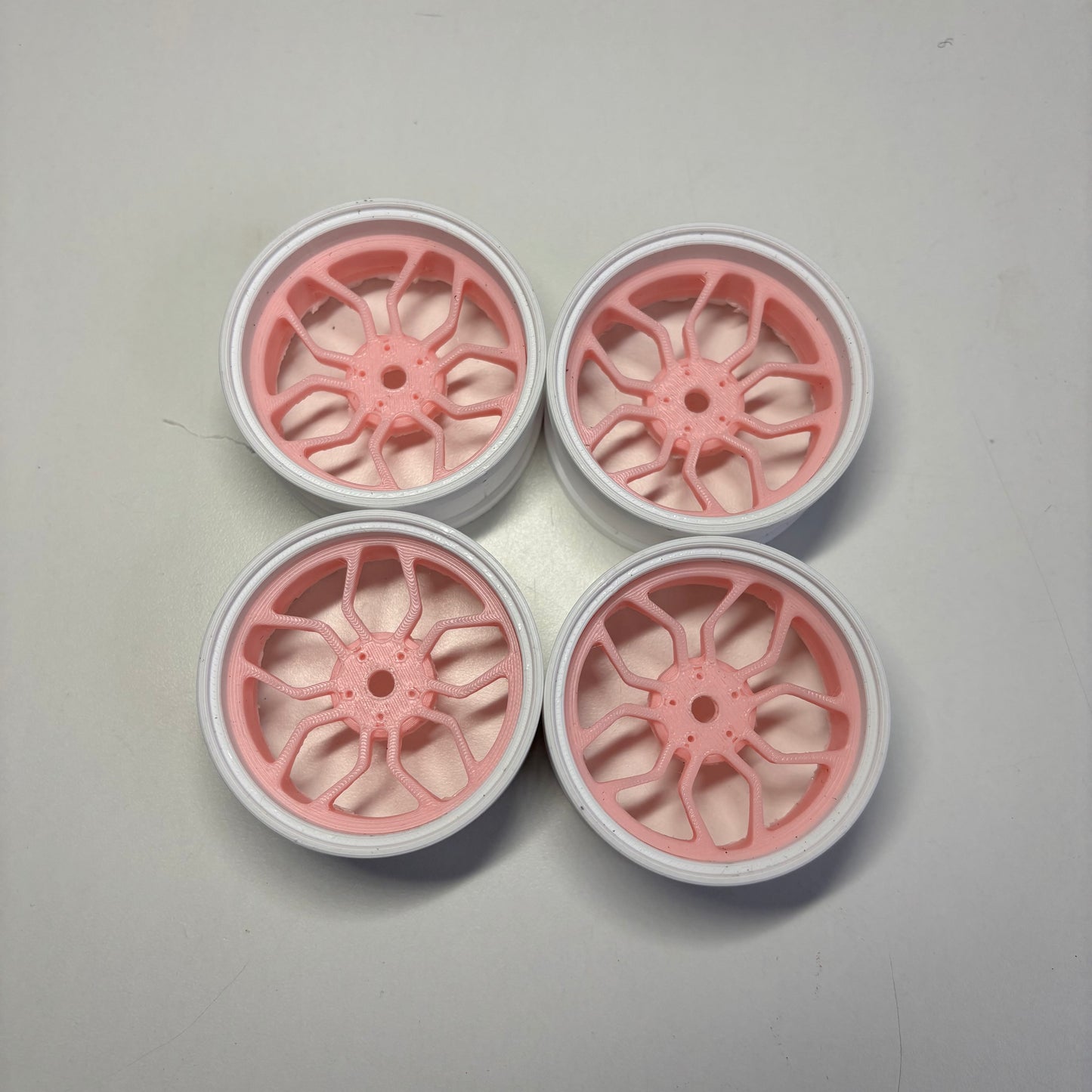 3D Printed Wheels 5/7MM Offset Pnk White