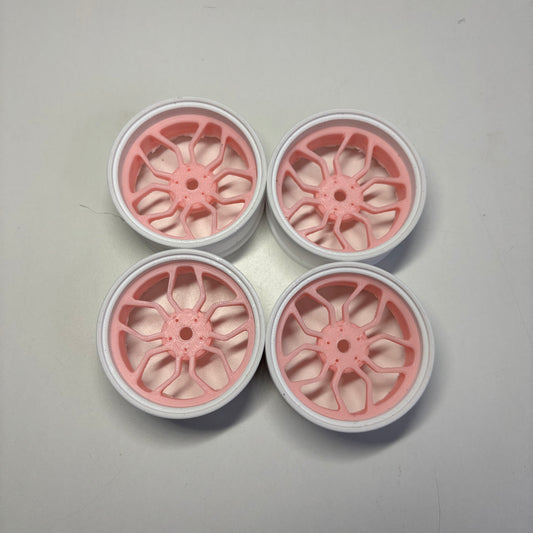 3D Printed Wheels 5/7MM Offset Pnk White