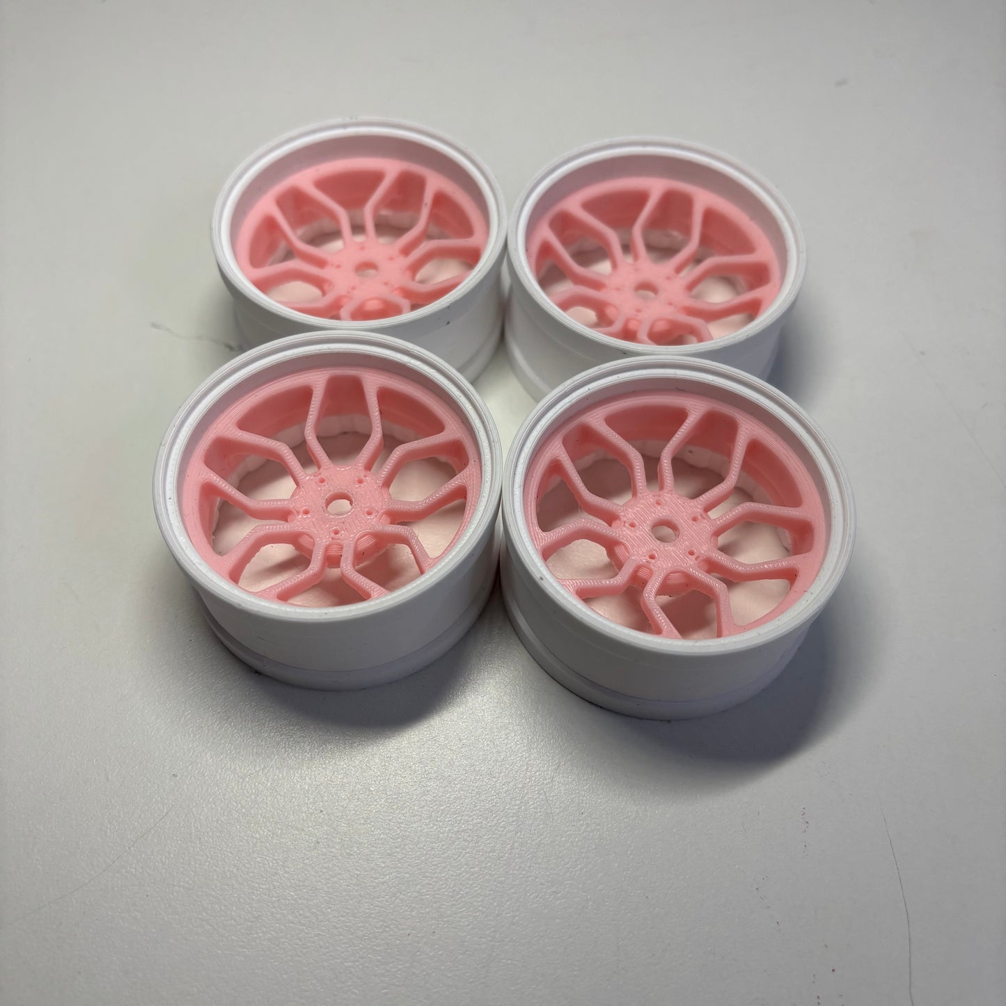3D Printed Wheels 5/7MM Offset Pnk White