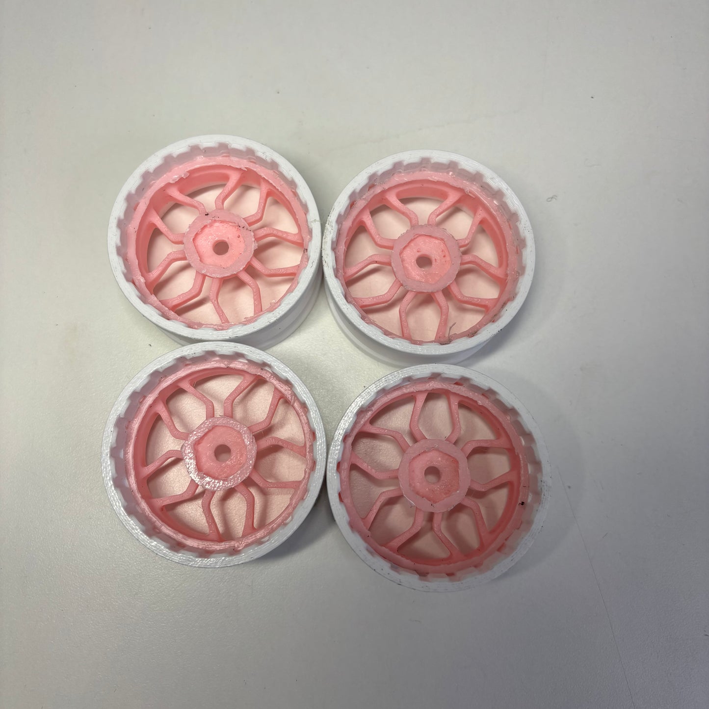 3D Printed Wheels 5/7MM Offset Pnk White