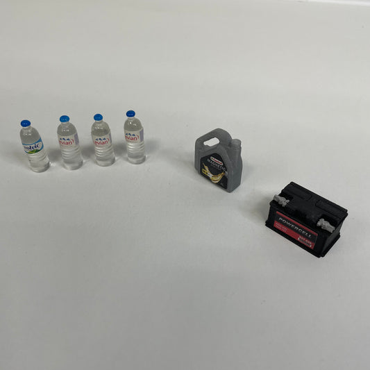 Scale Garage Accessories Battery/Water Bottles/Engine Oil