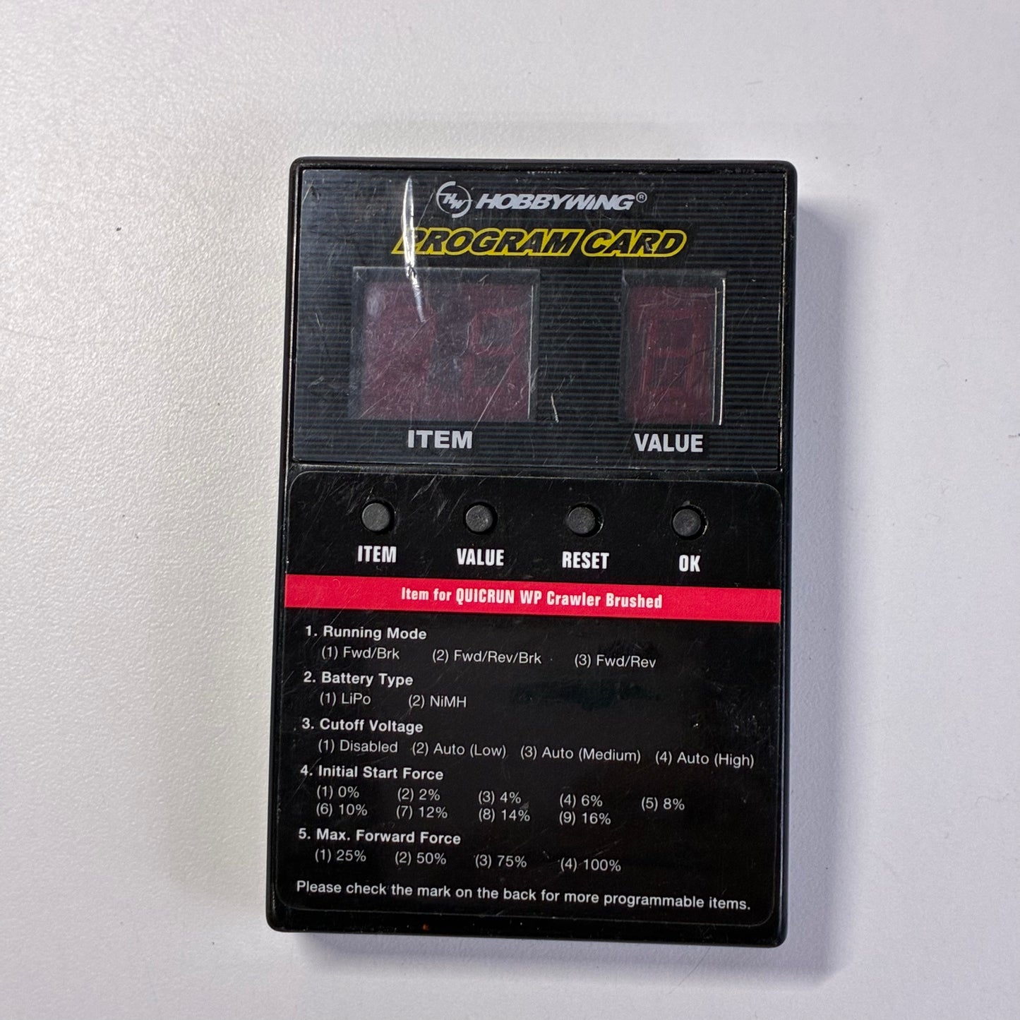 Hobbywing Program Card 10BL120 ETC