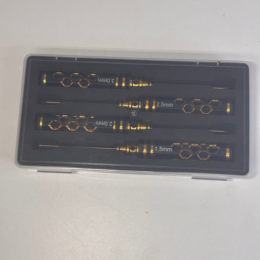 Screwdriver Set  Black Gold Honeycomb 1.5,2.0,2.5,3.0 Allen