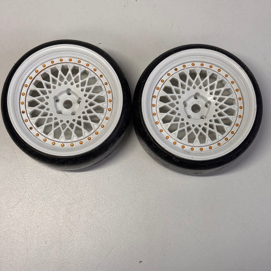 DS Racing Drift Element 2 White Wheels And Tyres Pair