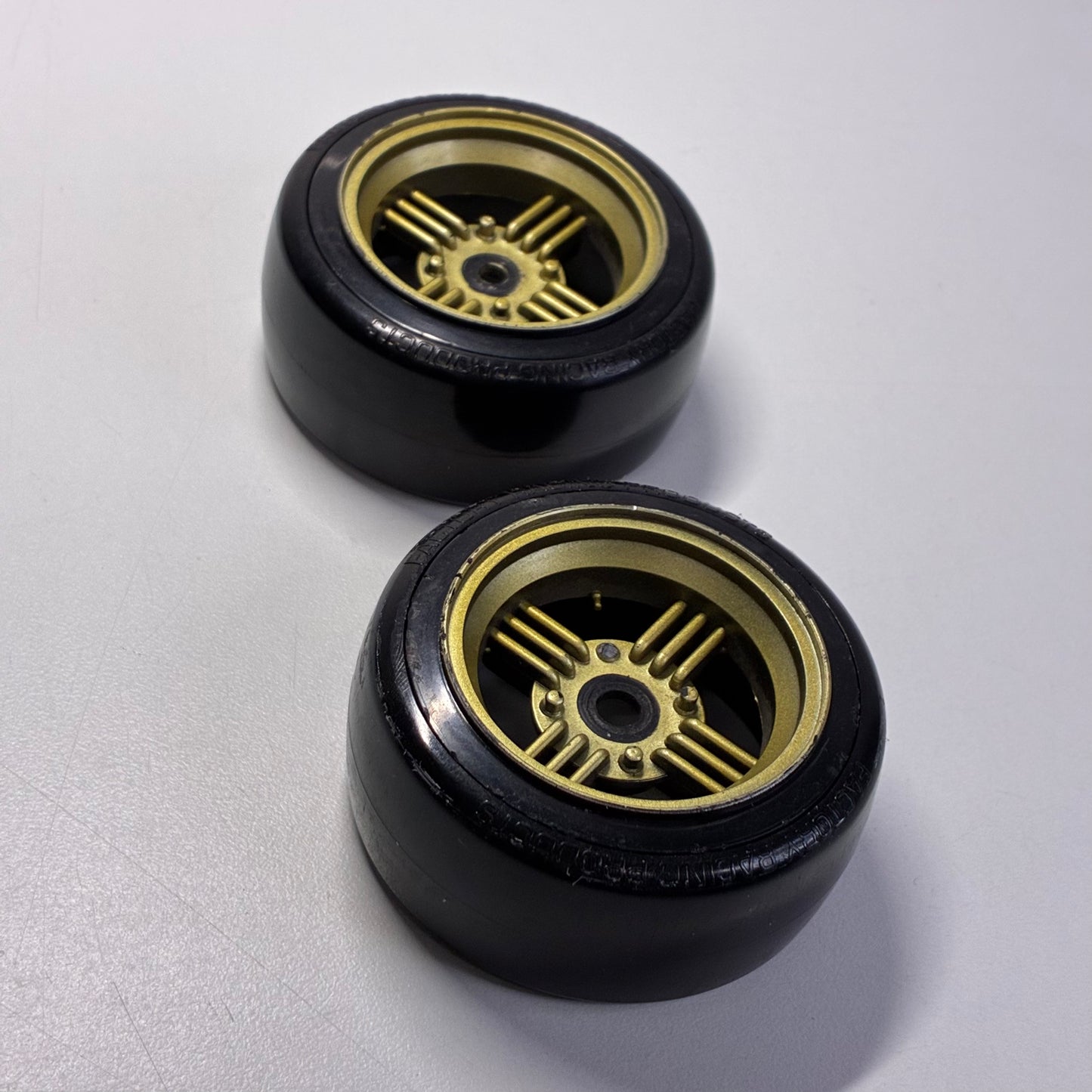 Inch Down Black & Gold Wheels Pair & Tyres