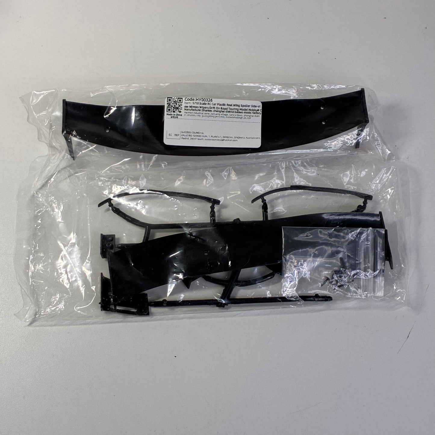 1/10 Scale RC Car Plastic Rear Wing Spoiler Side-View Mirrors Wipers Drift On Road Touring Model Hobby