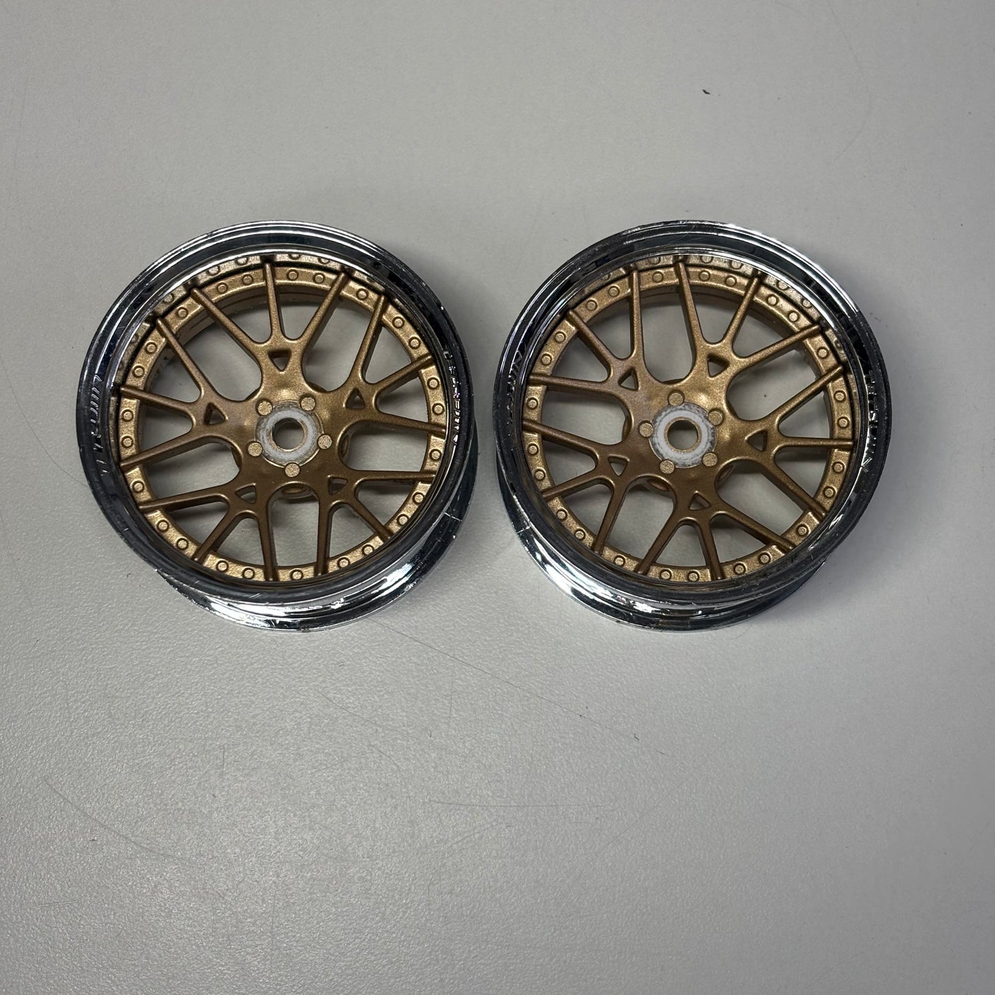 Tetsujin Adjustable Offset Chrome Gold Wheels Pair