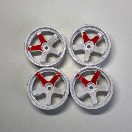 White Red Wheels 8mm Offset
