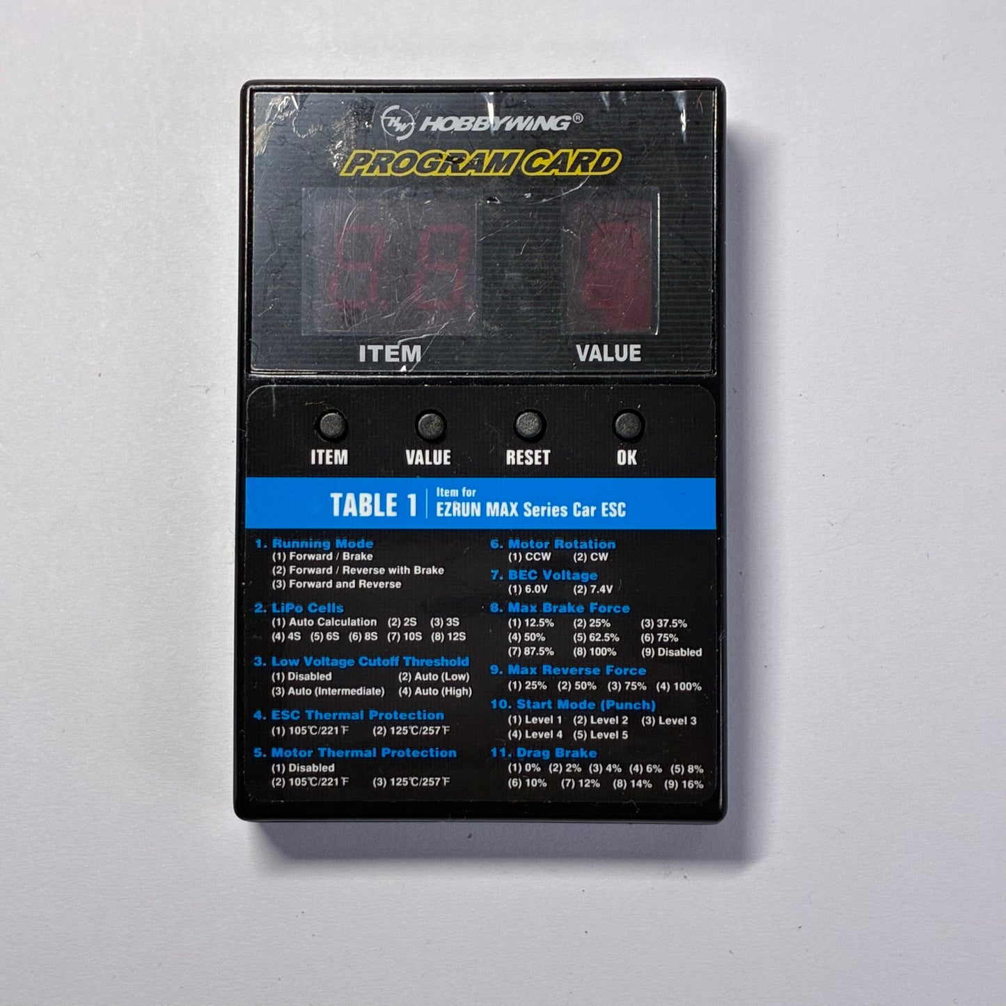 Hobbywing Program Card 10BL120