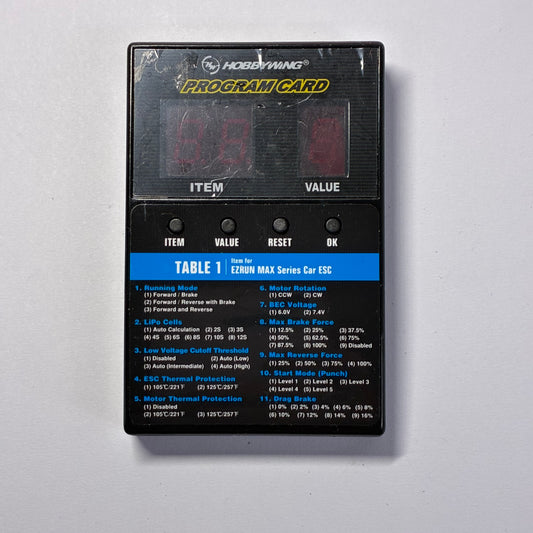 Hobbywing Program Card 10BL120
