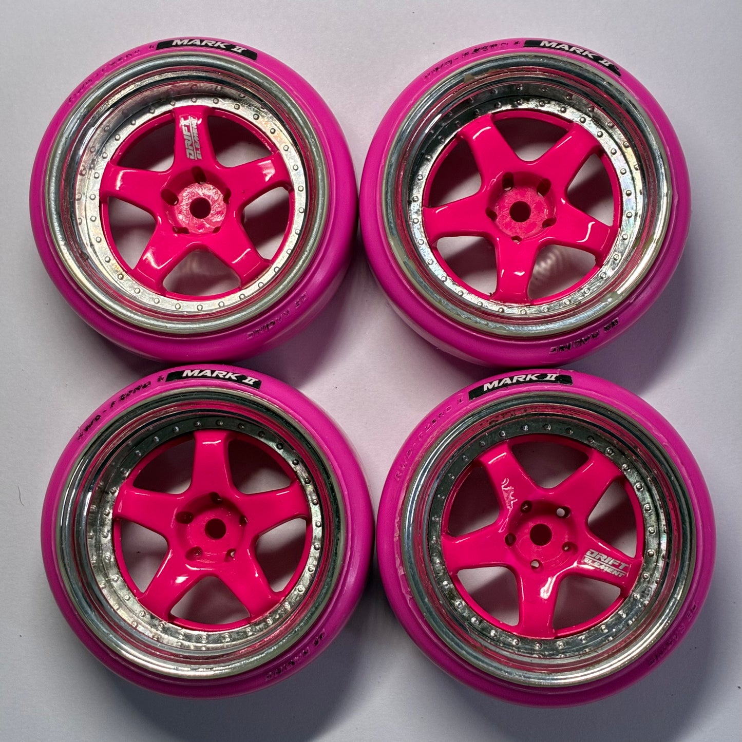 Ds Racing Drift Element Adjustable Offset Pink Wheels & Tyres