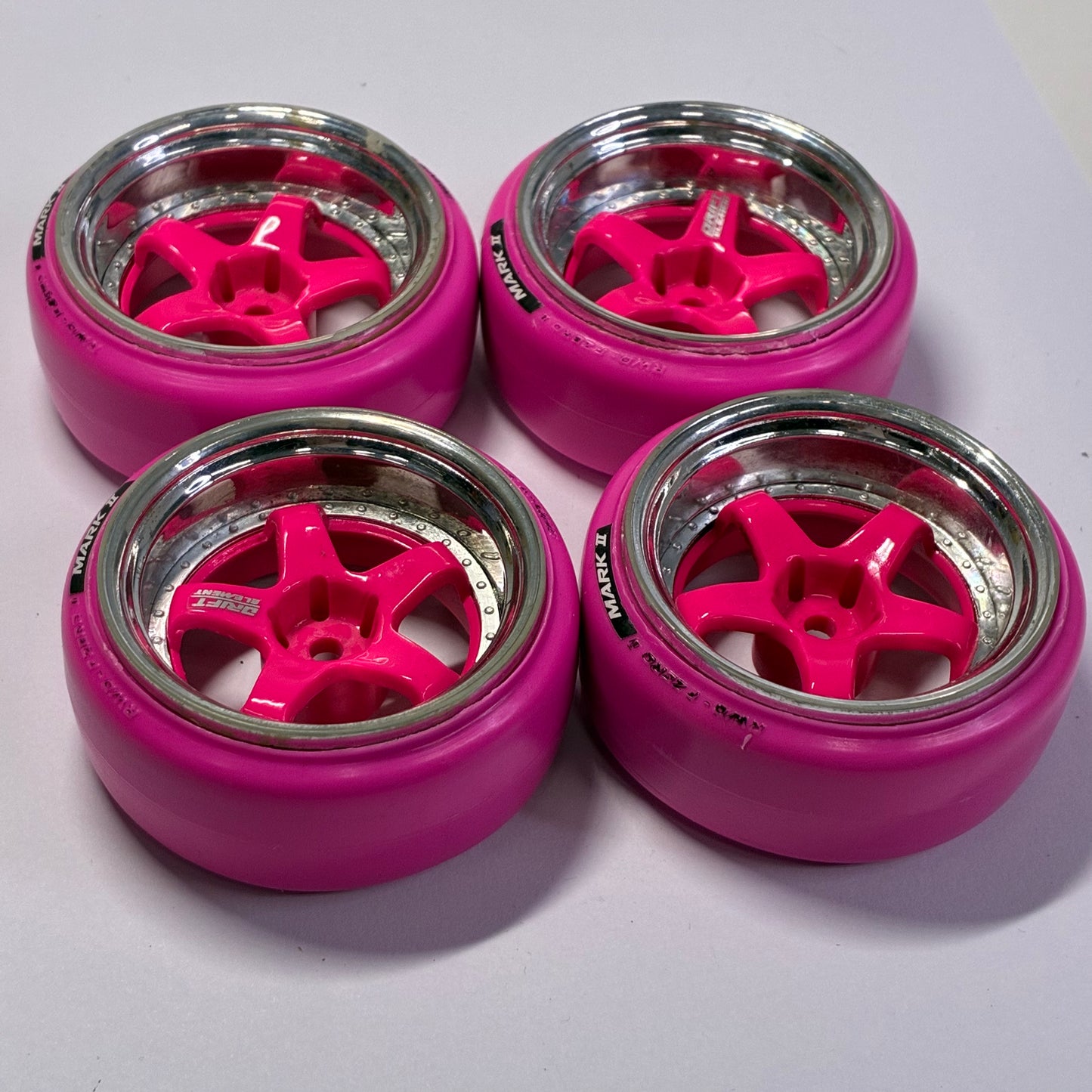 Ds Racing Drift Element Adjustable Offset Pink Wheels & Tyres
