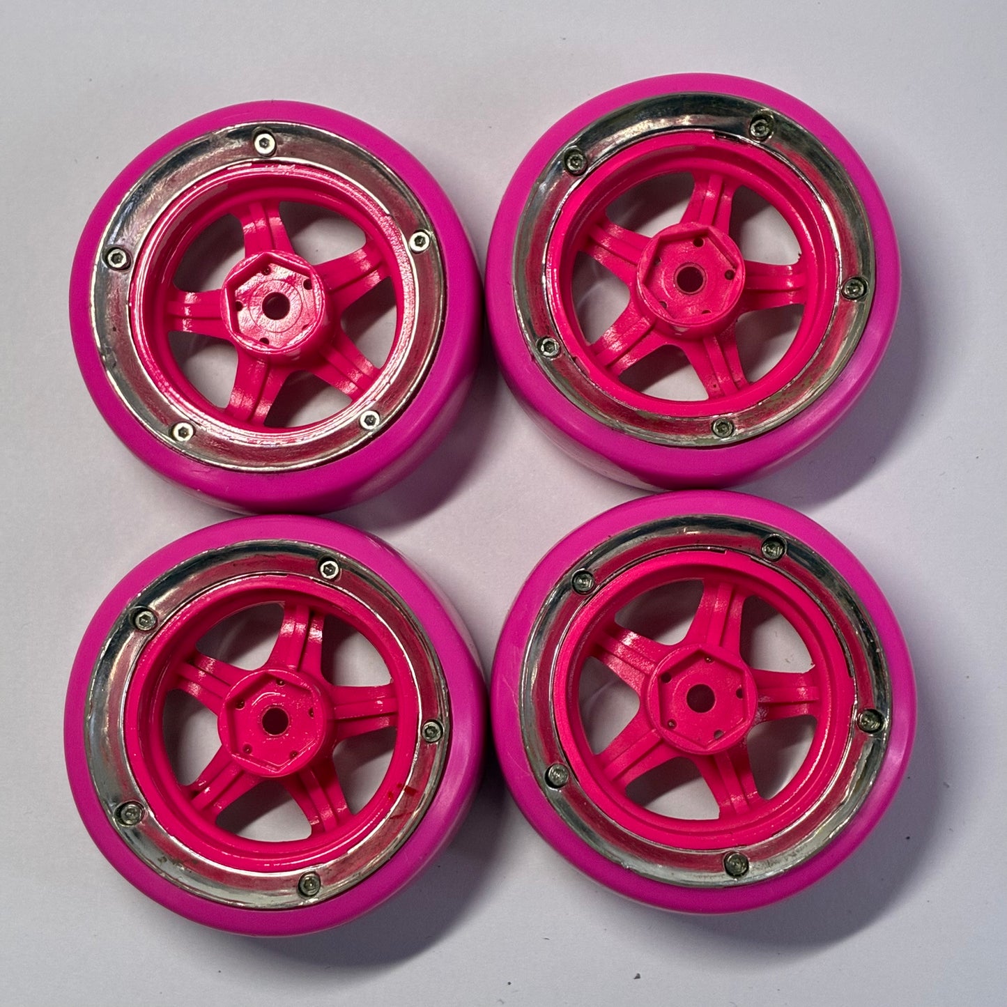 Ds Racing Drift Element Adjustable Offset Pink Wheels & Tyres
