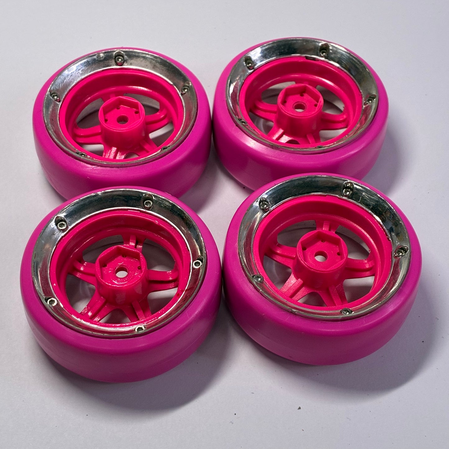 Ds Racing Drift Element Adjustable Offset Pink Wheels & Tyres