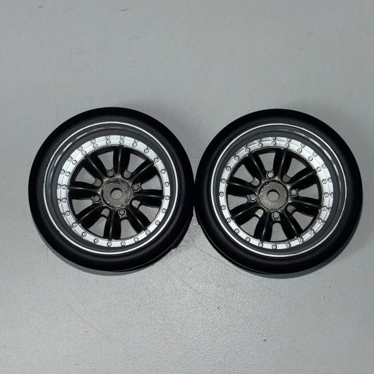 Inch Down Dished Black Silver Wheels Offset 8mm Pair