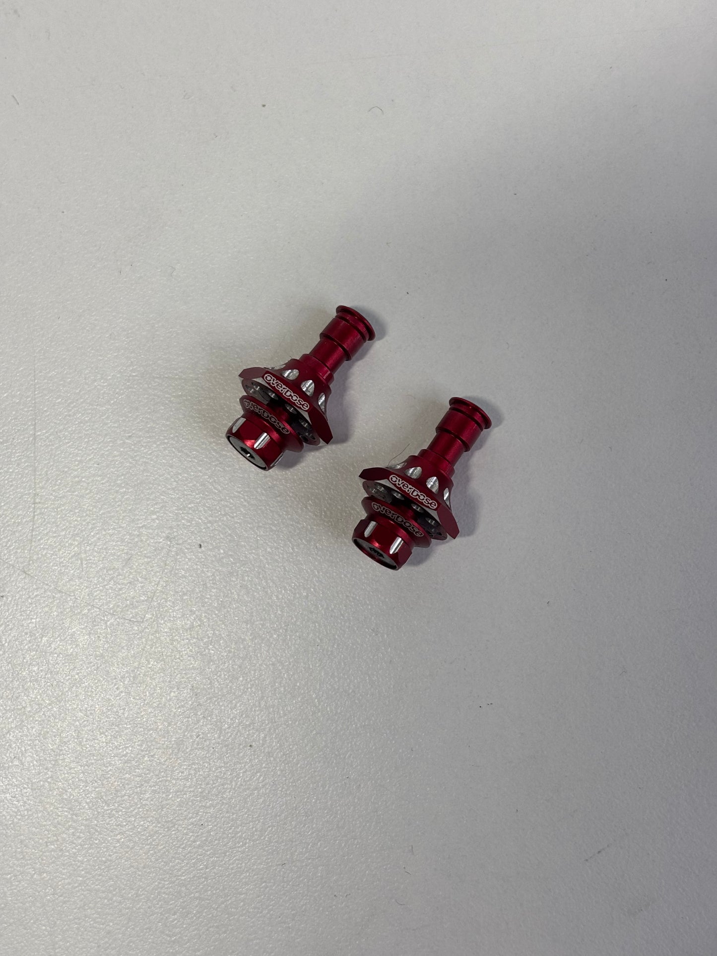 Overdose Red Alloy One Piece Front Axles 6MM  Type 1