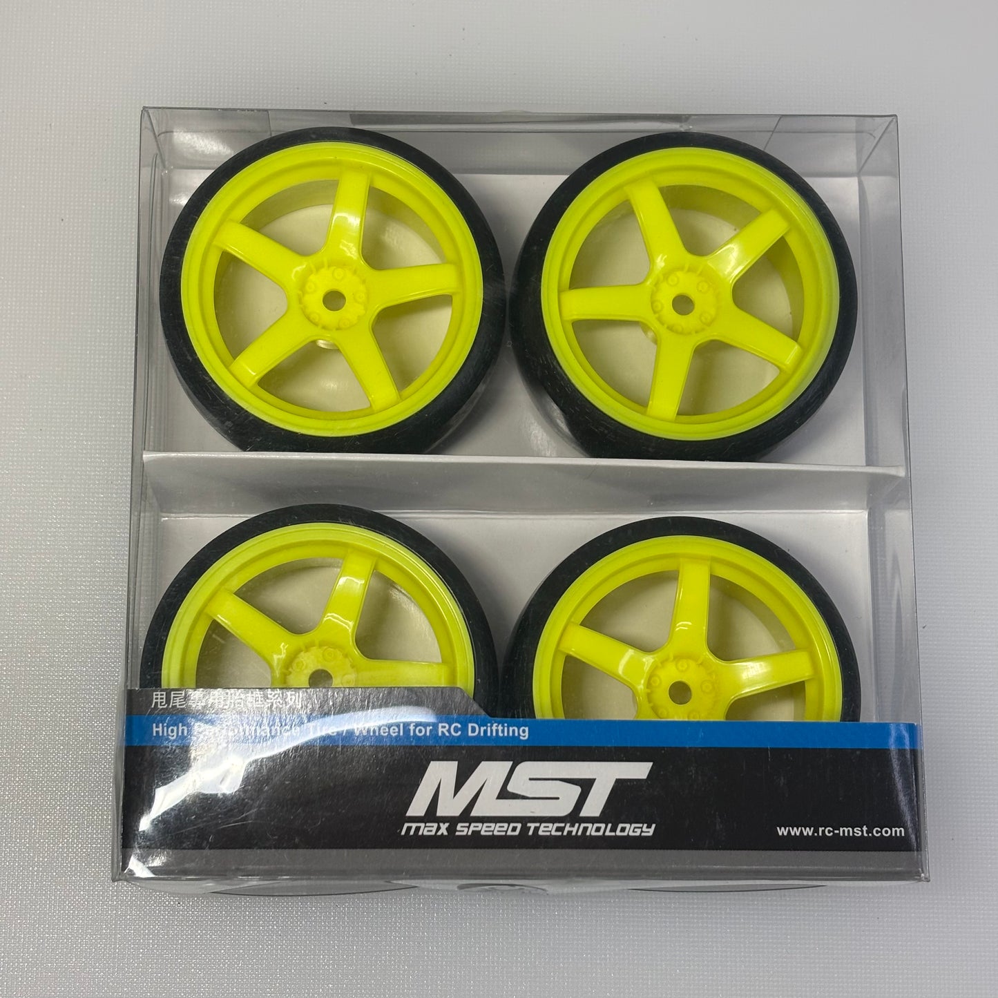 MST Yellow 5 Spoke Wheels Offset 3 With Tyres