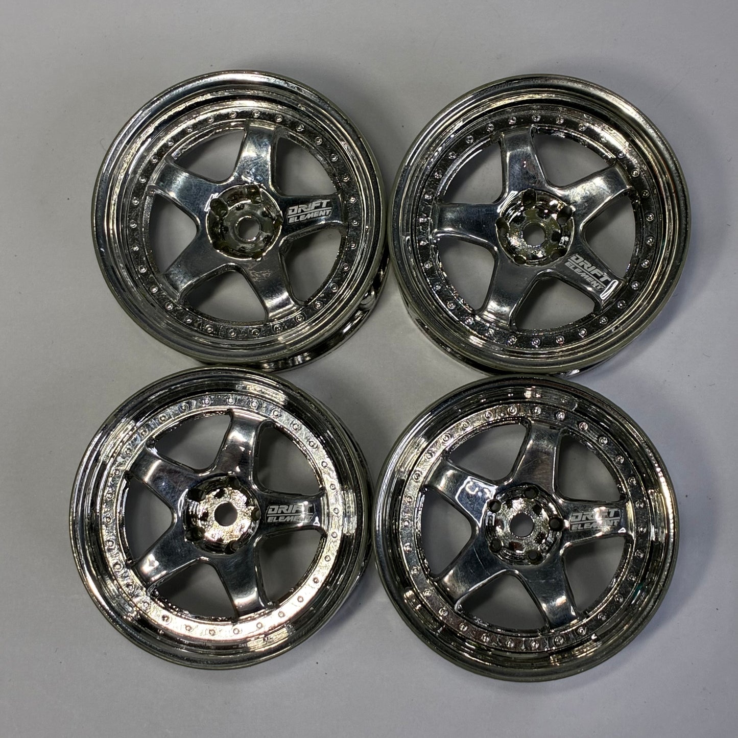 DS Racing Chrome Adjustable Offset Drift Element Wheels