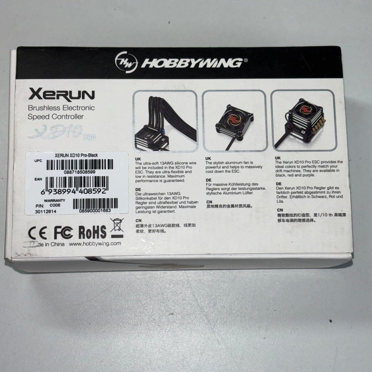 Hobbywing Xerun XD10 Pro Brushless ESC Black Alloy