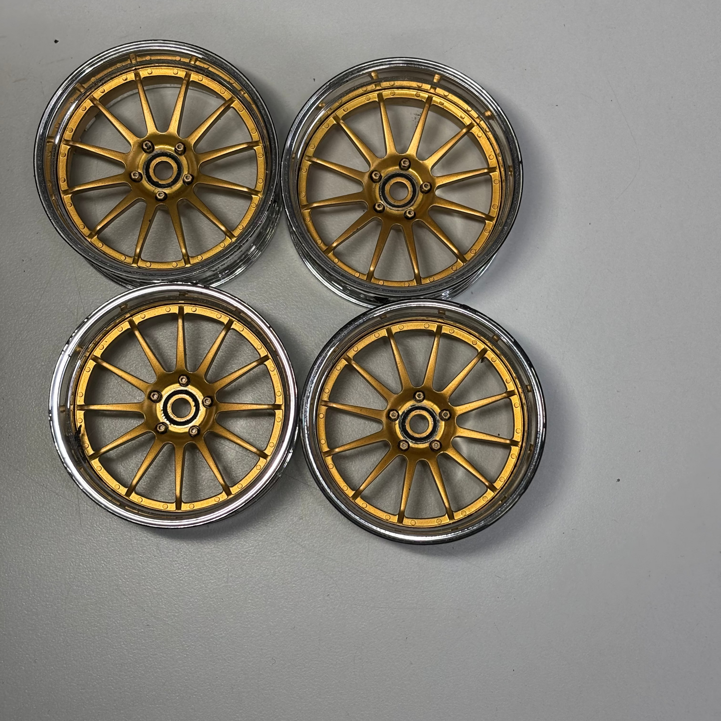 MST Adjustable Offset Gold & Chrome Wheels