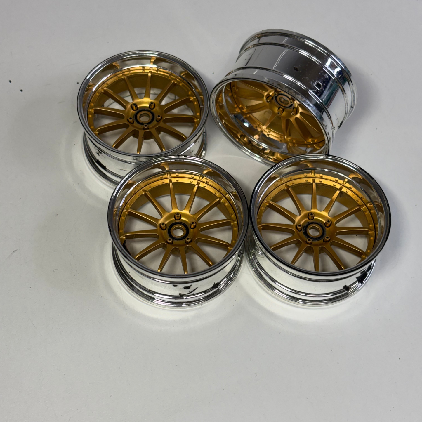 MST Adjustable Offset Gold & Chrome Wheels