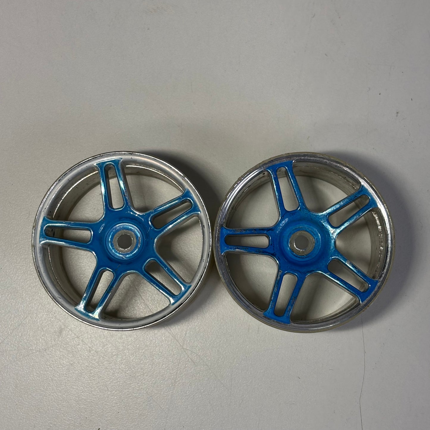 Pair Blue/Silver Wheels