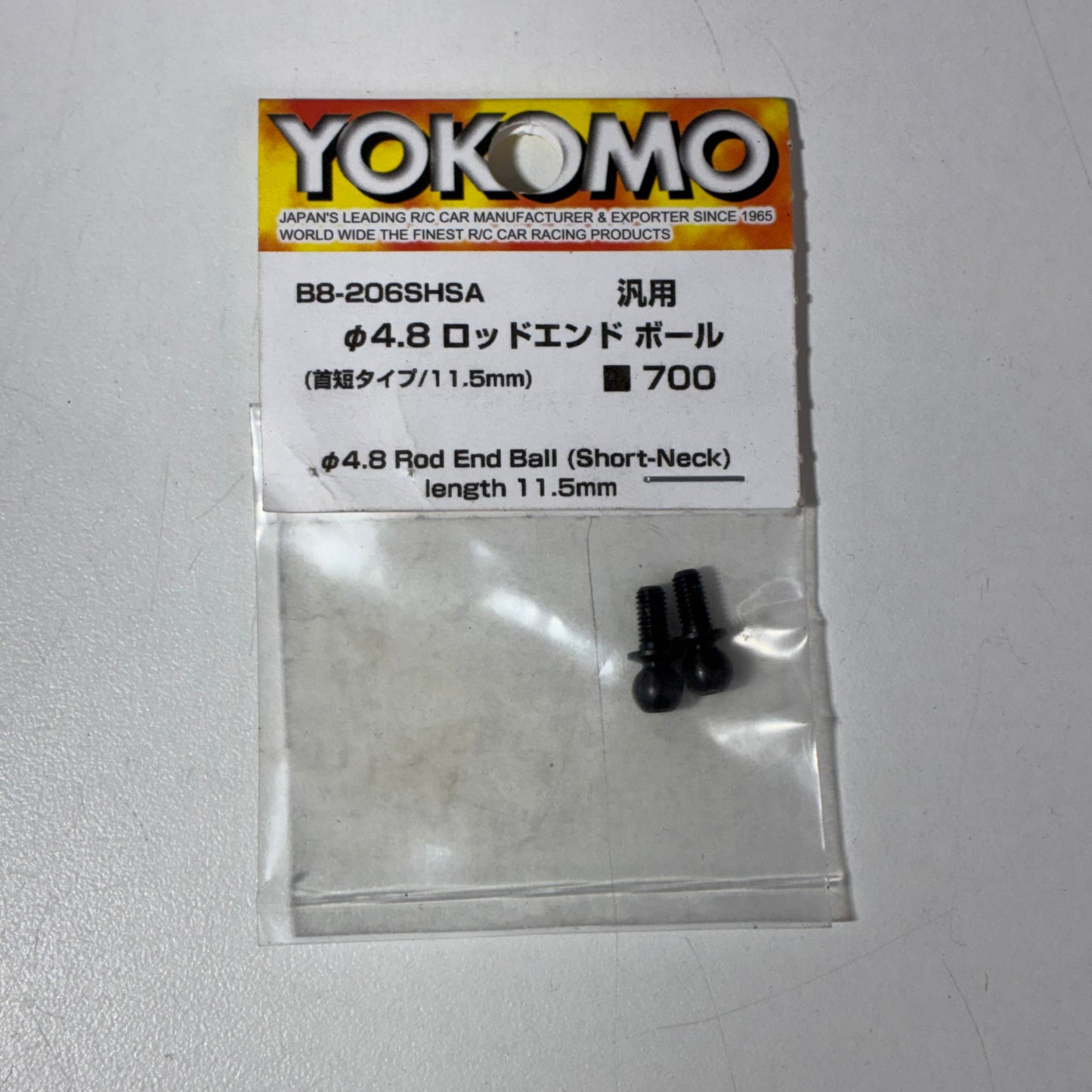 4.8 Rod End Ball (Short-Neck) length 11.5mm Yokomo
