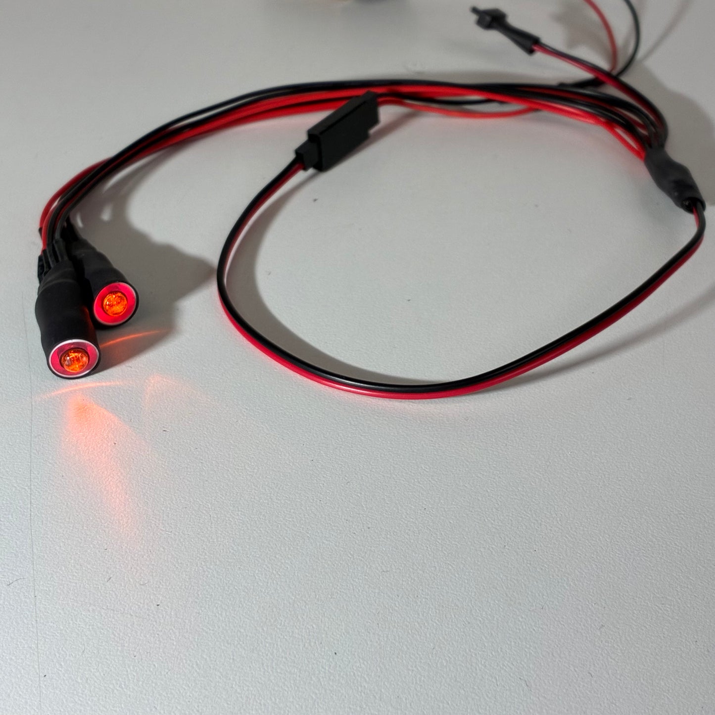 RC Car LED Headlight And Wiring Kit Red Orange Lights Angel Eye Halo