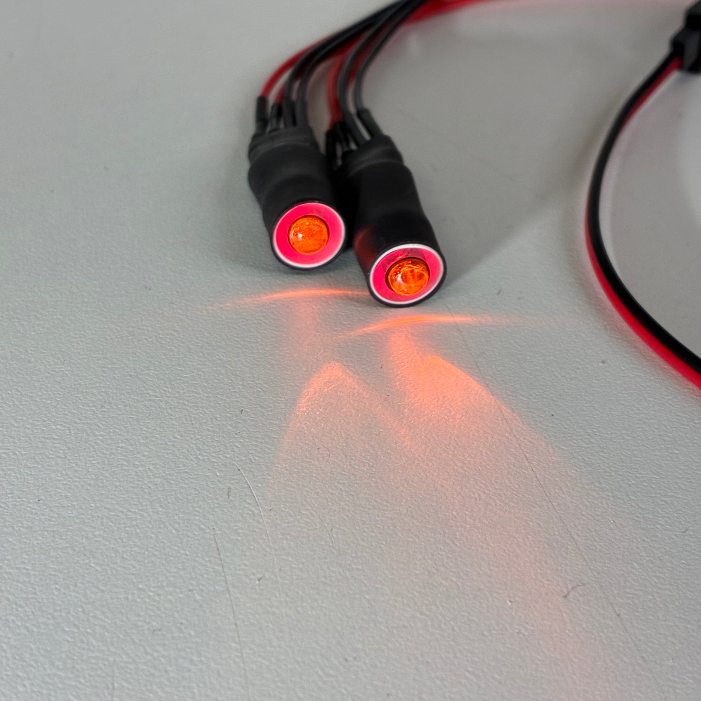 RC Car LED Headlight And Wiring Kit Red Orange Lights Angel Eye Halo
