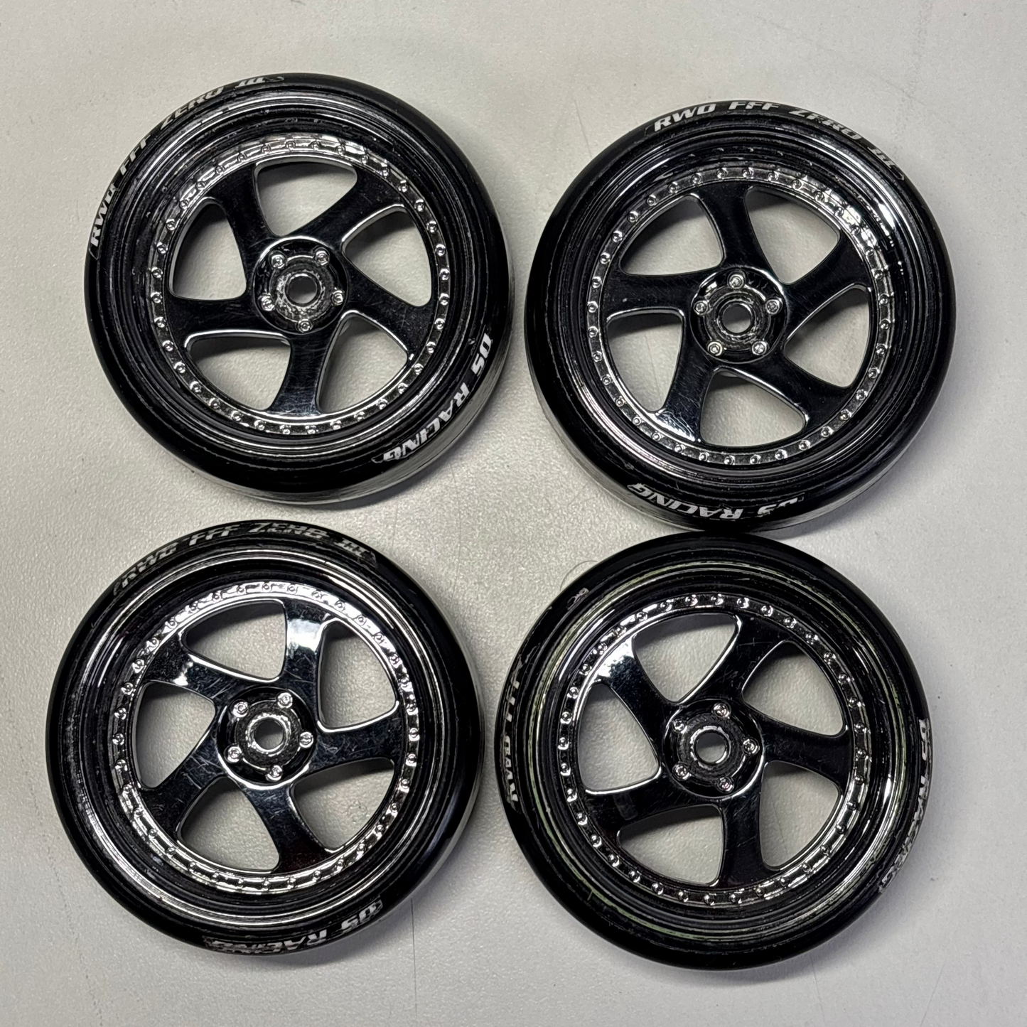 MST 5 Spoke Wheels Offset 5mm Dark Chrome & Tyres