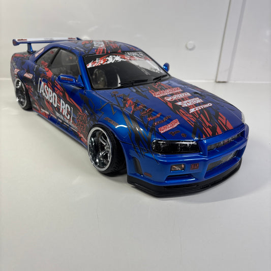 Killerbody Nissan R34 GTR Blue Asbo RC Bodyshell